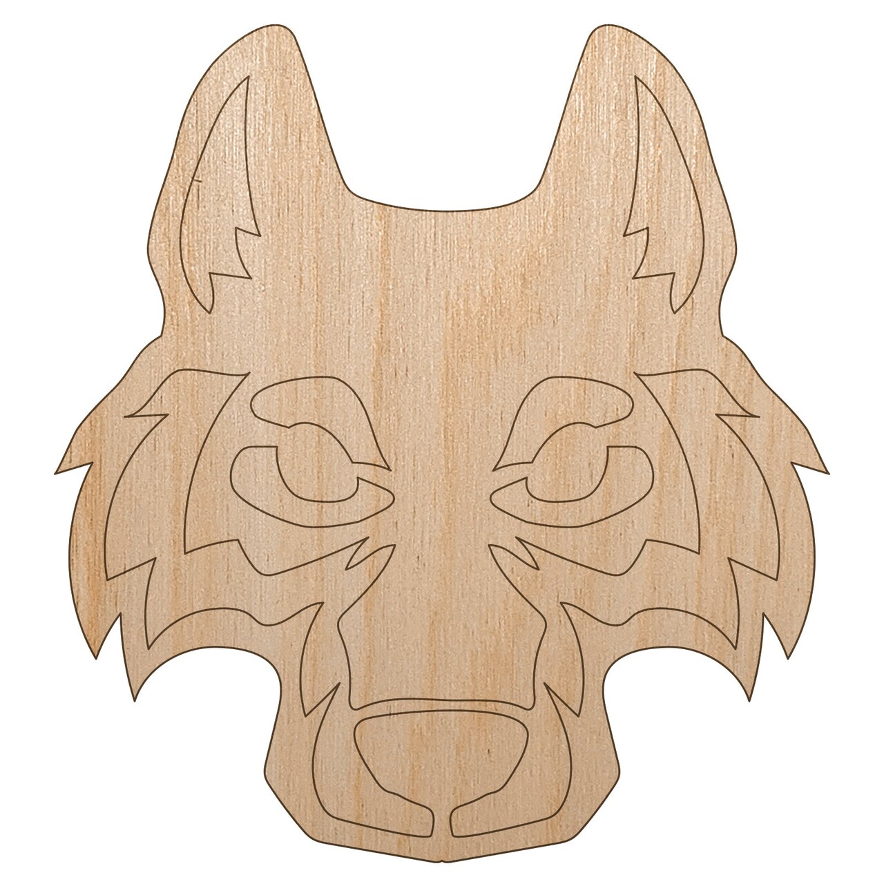 Wolf Head Unfinished Wood Shape Piece Cutout for DIY Craft Projects